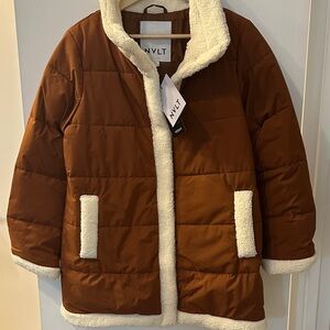 NVLT NWT Berber mixed media puffer jacket